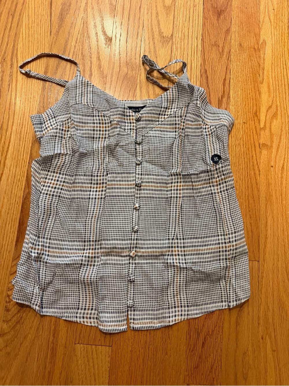Abercrombie & Fitch Black and White Checked Button-Front Cami